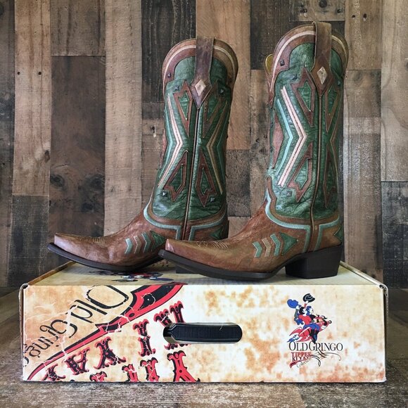 Old Gringo YL268-3 Eyre Snip Toe 13” Yippee Kayay Cowboy Boots Womens 7 B - Picture 1 of 12